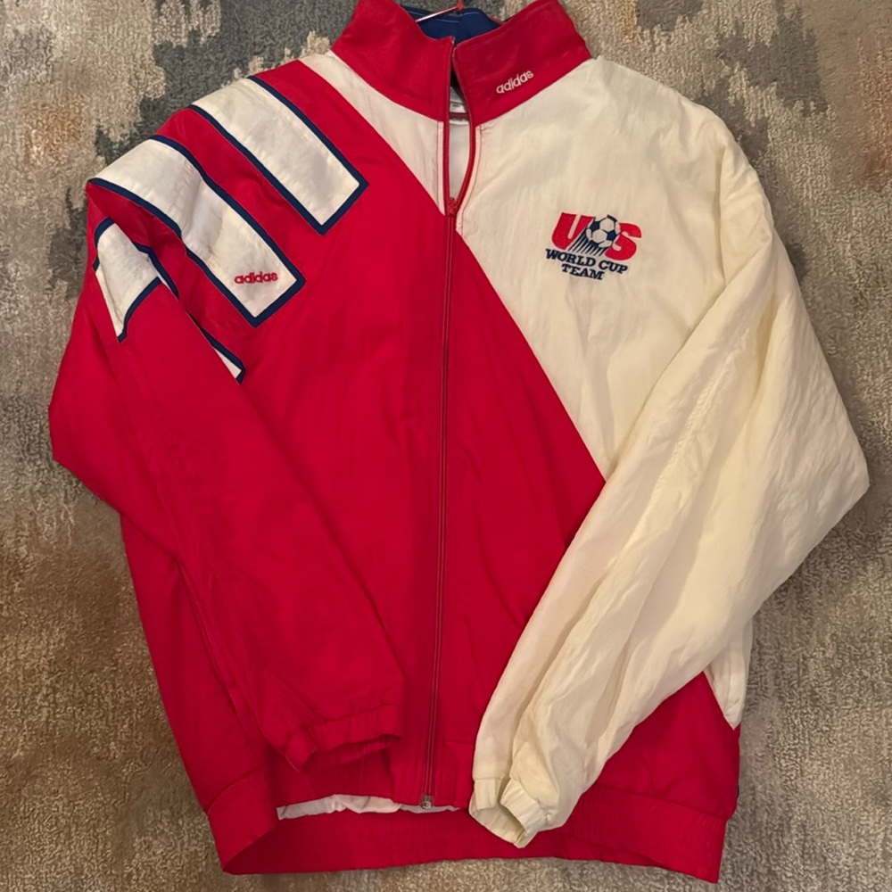 adidas Red and White US World Cup Team Windbreaker